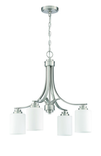 Bolden 4 Light Chandelier in Brushed Polished Nickel (White Glass) (20|50524-BNK-WG)