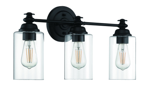 Dardyn 3 Light Vanity in Flat Black (Clear Glass) (20|49803-FB-C)