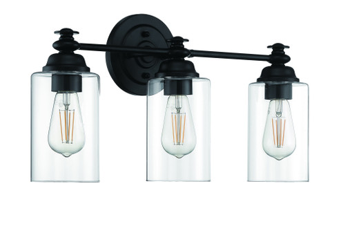 Dardyn 3 Light Vanity in Flat Black (Clear Glass) (20|49803-FB-C)