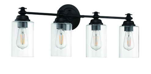 Dardyn 4 Light Vanity in Flat Black (Clear Glass) (20|49804-FB-C)