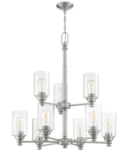 Dardyn 9 Light Chandelier in Brushed Polished Nickel (Clear Glass) (20|49829-BNK-C)