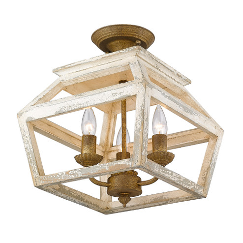 Golden Lighting Haiden 3-light Semi-Flush Mount in Burnished Chestnut (36|0839-SF BC)