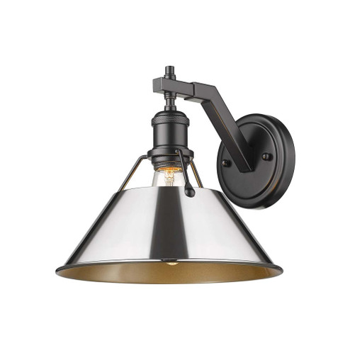 Yep by Golden Lighting Orwell 1-light Wall Sconce in Matte Black and Chrome shade (36|3306-1W BLK-CH)