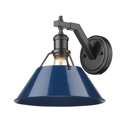 Yep by Golden Lighting Orwell 1-light Wall Sconce in Matte Black and Navy Blue shade (36|3306-1W BLK-NVY)