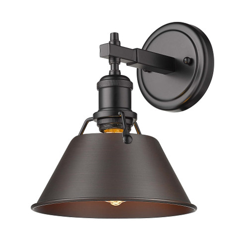 Yep by Golden Lighting Orwell 1-light Vanity in Matte Black and Rubbed Bronze shade (36|3306-BA1 BLK-RBZ)