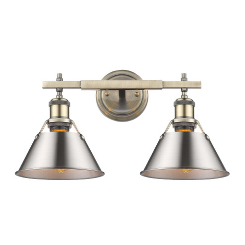 Yep by Golden Lighting Orwell 2-light Vanity in Aged Brass and Pewter shade (36|3306-BA2 AB-PW)