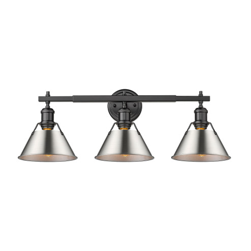Yep by Golden Lighting Orwell 3-light Vanity in Matte Black and Pewter shade (36|3306-BA3 BLK-PW)