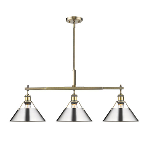 Yep by Golden Lighting Orwell 3-light Island Light in Aged Brass and Chrome shade (36|3306-LP AB-CH)