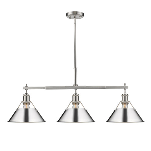 Yep by Golden Lighting Orwell 3-light Island Light in Pewter and Chrome shade (36|3306-LP PW-CH)