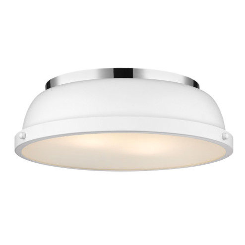 Yep by Golden Lighting Duncan 2-light Flush Mount in Chrome and Matte White shade (36|3602-14 CH-WHT)