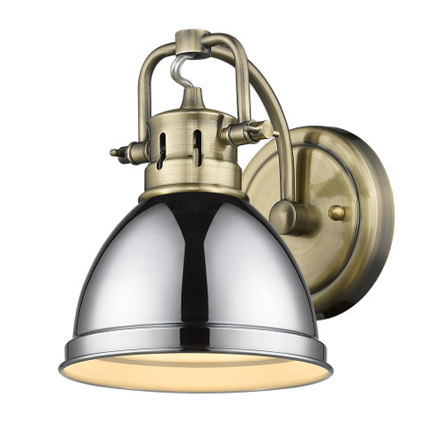 Yep by Golden Lighting Duncan 1-light Vanity in Aged Brass and Chrome shade (36|3602-BA1 AB-CH)