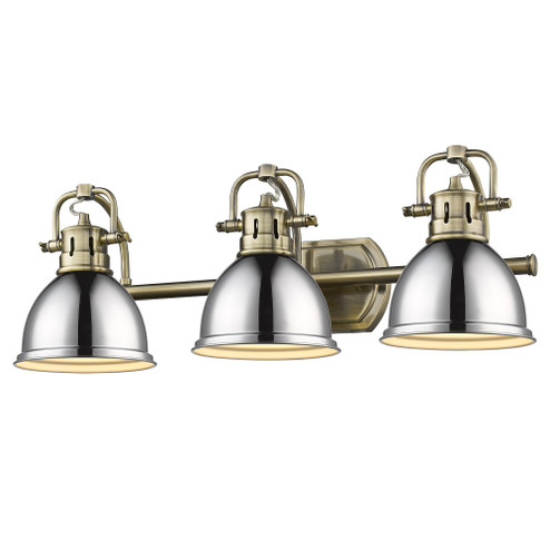 Yep by Golden Lighting Duncan 3-light Vanity in Aged Brass and Chrome shade (36|3602-BA3 AB-CH)