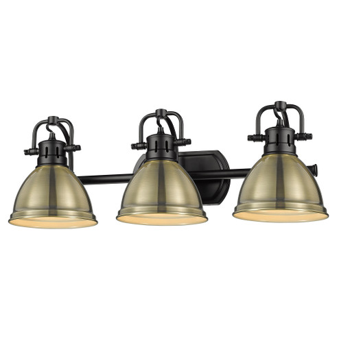 Yep by Golden Lighting Duncan 3-light Vanity in Matte Black and Aged Brass shade (36|3602-BA3 BLK-AB)