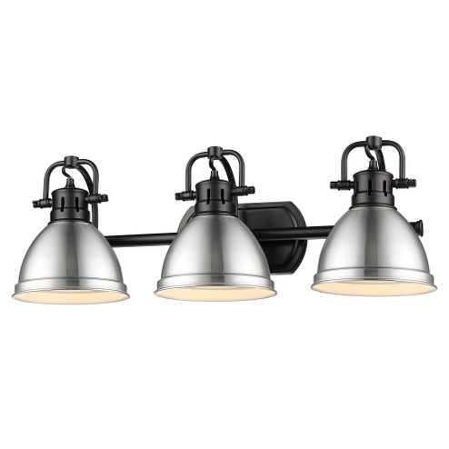 Yep by Golden Lighting Duncan 3-light Vanity in Matte Black and Pewter shade (36|3602-BA3 BLK-PW)