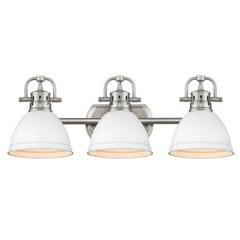 Yep by Golden Lighting Duncan 3-light Vanity in Pewter and Matte White shade (36|3602-BA3 PW-WHT)