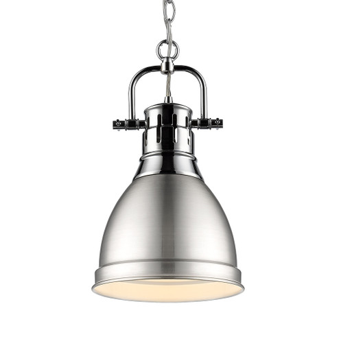 Yep by Golden Lighting Duncan 1-light 9in Chain Hung Pendant in Chrome and Pewter shade (36|3602-S CH-PW)
