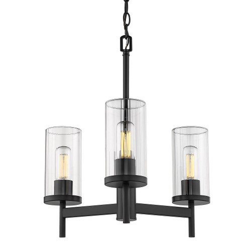 Golden Lighting Winslett 3-light Chandelier in Matte Black (36|7011-3 BLK-CLR)