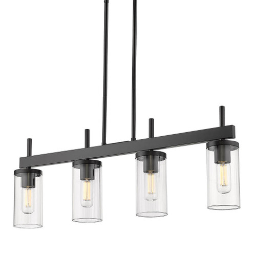 Winslett Linear Pendant in Matte Black with Ribbed Clear Glass Shades (36|7011-LP BLK-CLR)