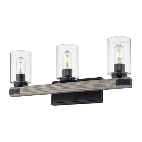 Golden Lighting Lowell 3-light Vanity in Matte Black (36|7808-BA3 BLK-CLR)