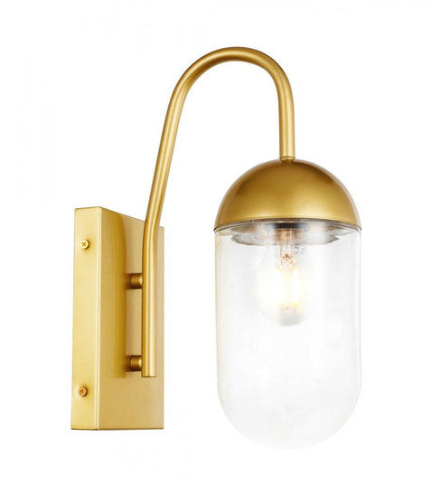 Kace 1 light Brass and Clear glass wall sconce (758|LD6172BR)