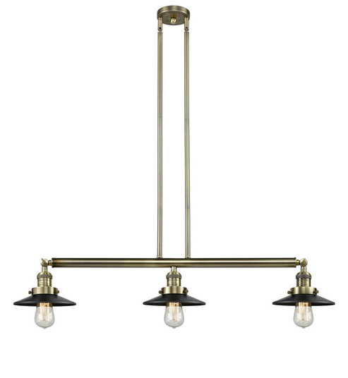 Railroad - 3 Light - 41 inch - Antique Brass - Stem Hung - Adjustable Island Light (3442|213-AB-M6)