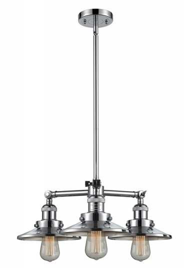 Railroad - 3 Light - 19 inch - Polished Chrome - Stem Hung - Chandelier (3442|207-PC-M7-LED)