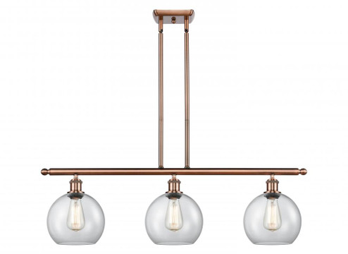 Athens - 3 Light - 36 inch - Antique Copper - Stem hung - Island Light (3442|516-3I-AC-G122-LED)