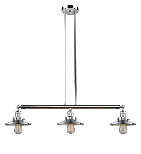 Railroad - 3 Light - 41 inch - Polished Chrome - Stem Hung - Adjustable Island Light (3442|213-PC-M7-LED)