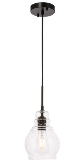 Pierce 1 light Black and Clear seeded glass pendant (758|LD6201BK)