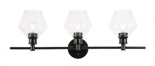 Gene 3 light Black and Clear glass Wall sconce (758|LD2316BK)