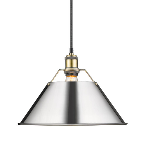 Yep by Golden Lighting Orwell 1-light 14in Pendant in Aged Brass and Chrome shade (36|3306-L AB-CH)