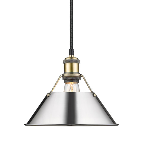 Yep by Golden Lighting Orwell 1-light 10in Pendant in Aged Brass and Chrome shade (36|3306-M AB-CH)