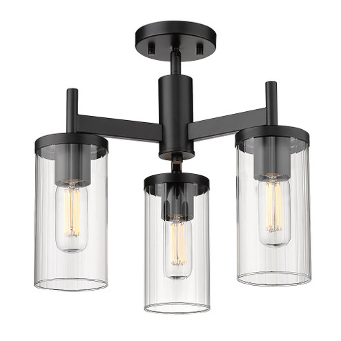 Golden Lighting Winslett 3-light Semi-Flush Mount in Matte Black (36|7011-3SF BLK-CLR)