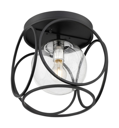 Aurora - 1 Light Flush Mount with Seeded Glass - Black and Polished Nickel Finish (81|60/6936)