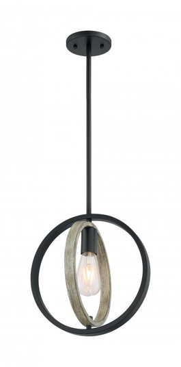 Augusta - 1 Light Mini Pendant with- Black and Wood Finish (81|60/6984)