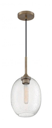 Aria - 1 Light Pendant with Seeded Glass - Burnished Brass Finish (81|60/7016)