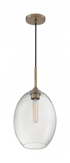 Aria - 1 Light Pendant with Seeded Glass - Burnished Brass Finish (81|60/7017)