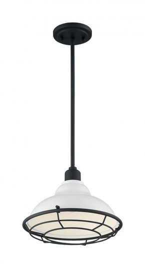 Newbridge - 1 Light Pendant with- Gloss White and Black Accents Finish (81|60/7024)