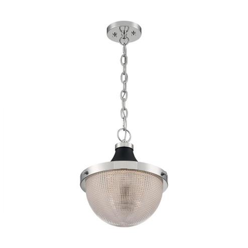 Faro - 1 Light Pendant with Clear Prismatic Glass - Polished Nickel and Black Accents Finish (81|60/7070)