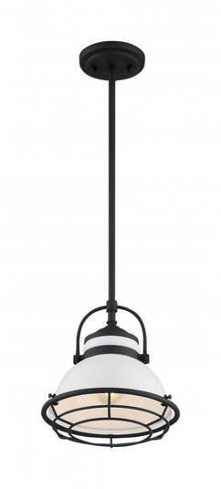 Upton - 1 Light Pendant with- Gloss White and Black Accents Finish (81|60/7083)