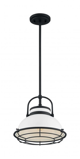 Upton - 1 Light Pendant with- Gloss White and Black Accents Finish (81|60/7084)