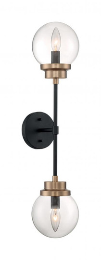Axis - 2 Light Sconce with Clear Glass - Matte Black and Brass Accents Finish (81|60/7122)