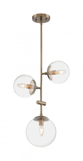 Sky - 3 Light Pendant with Clear Glass - Burnished Brass Finish (81|60/7124)