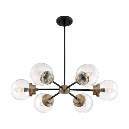 Axis - 6 Light Chandelier with Clear Glass - Matte Black and Brass Finish (81|60/7126)