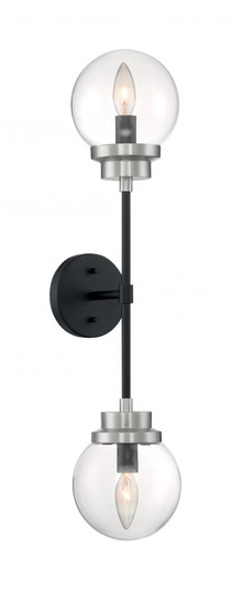 Axis - 2 Light Sconce with Clear Glass - Matte Black and Brushed Nickel Accents Finish (81|60/7132)