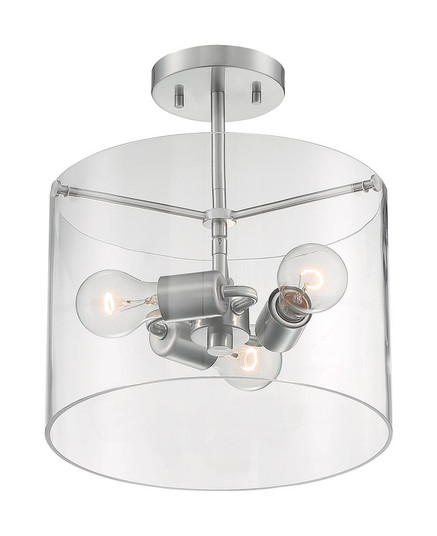 Sommerset - 3 Light Semi-Flush with Clear Glass - Brushed Nickel Finish (81|60/7178)