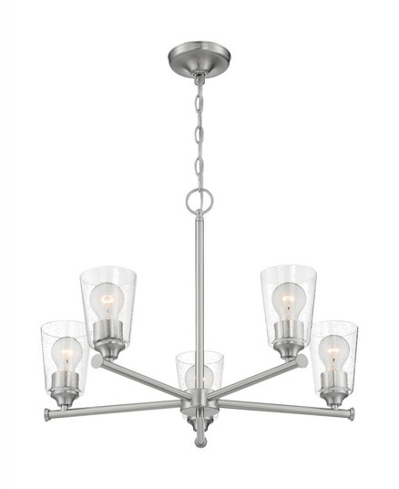 Bransel - 5 Light Chandelier with Seeded Glass - Brushed Nickel Finish (81|60/7185)