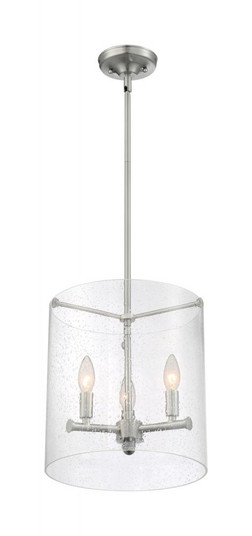 Bransel - 3 Light Pendant with Seeded Glass - Brushed Nickel Finish (81|60/7187)