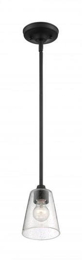 Bransel - 1 Light Mini Pendant with Seeded Glass - Matte Black Finish (81|60/7280)