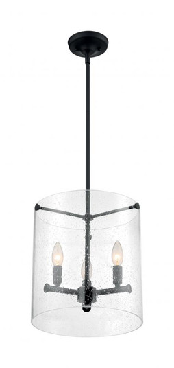 Bransel - 3 Light Pendant with Seeded Glass - Matte Black Finish (81|60/7287)